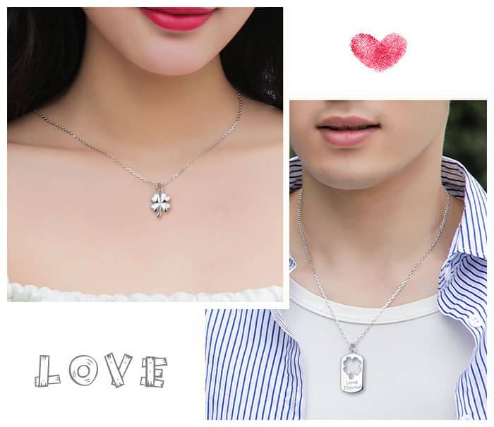 Lucky Clover Matching Love Necklaces for Couples